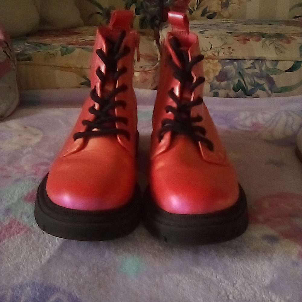 Target Kids Shiny Red Lace-Up Boots